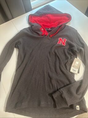 Colosseum Gray Pullover Hoodie with Red Hood and Drawcords
